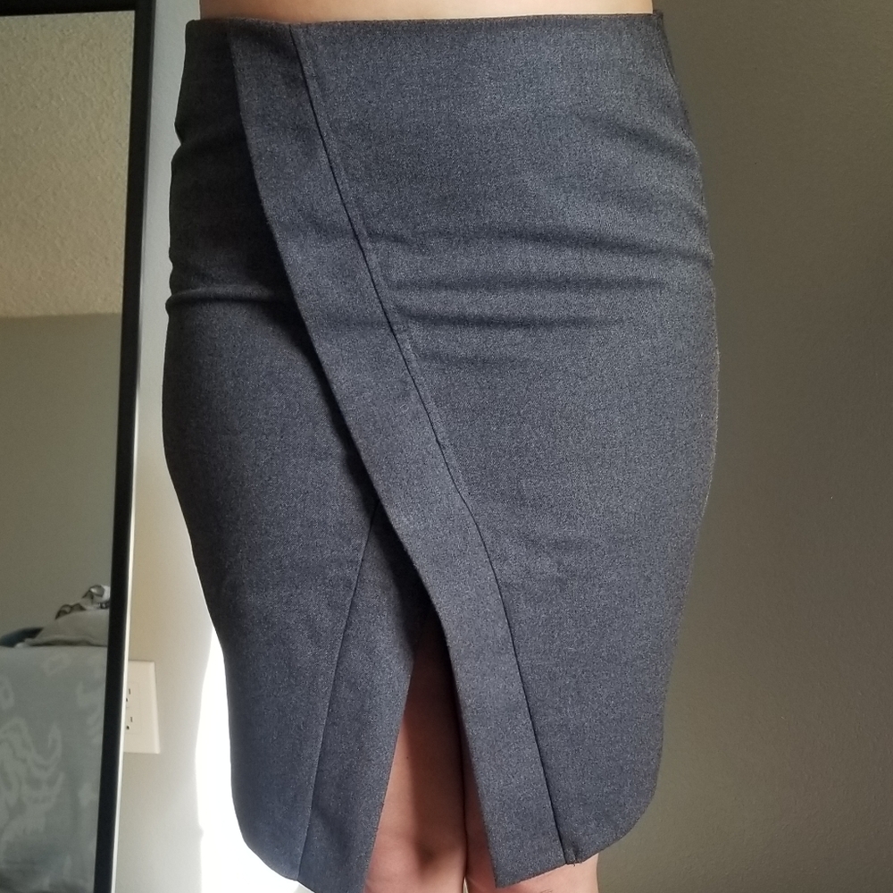 Grey Asymmetric Hem Skirt